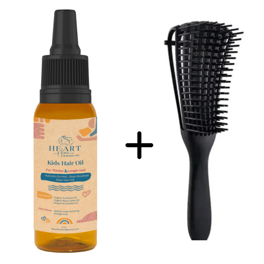 Essential Hair Oil For Kids + Detangle Brush Black